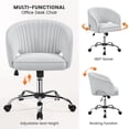 thumbnail image 4 of CRXX Velvet Swivel Vanity Chair with Back Upholstered Home Office Desk Armchair with Wheels Small Desk Chair for Bedroom Light Gray, 4 of 10