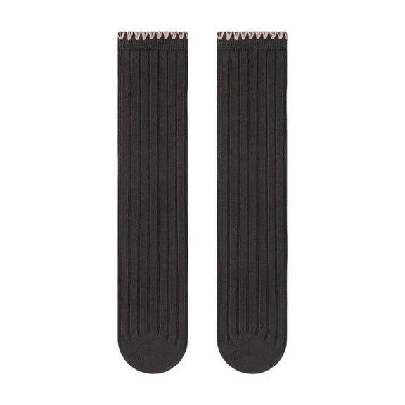 ZQUUVOU Toddler Girls Knee High Socks Solid Color Ribbed Socks School Uniform Long Socks for Children Teen Girls Dark Gray