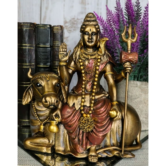 Ebros Hindu The Auspicious One Lord Shiva Sitting On Nandi Bull Statue 7" Tall