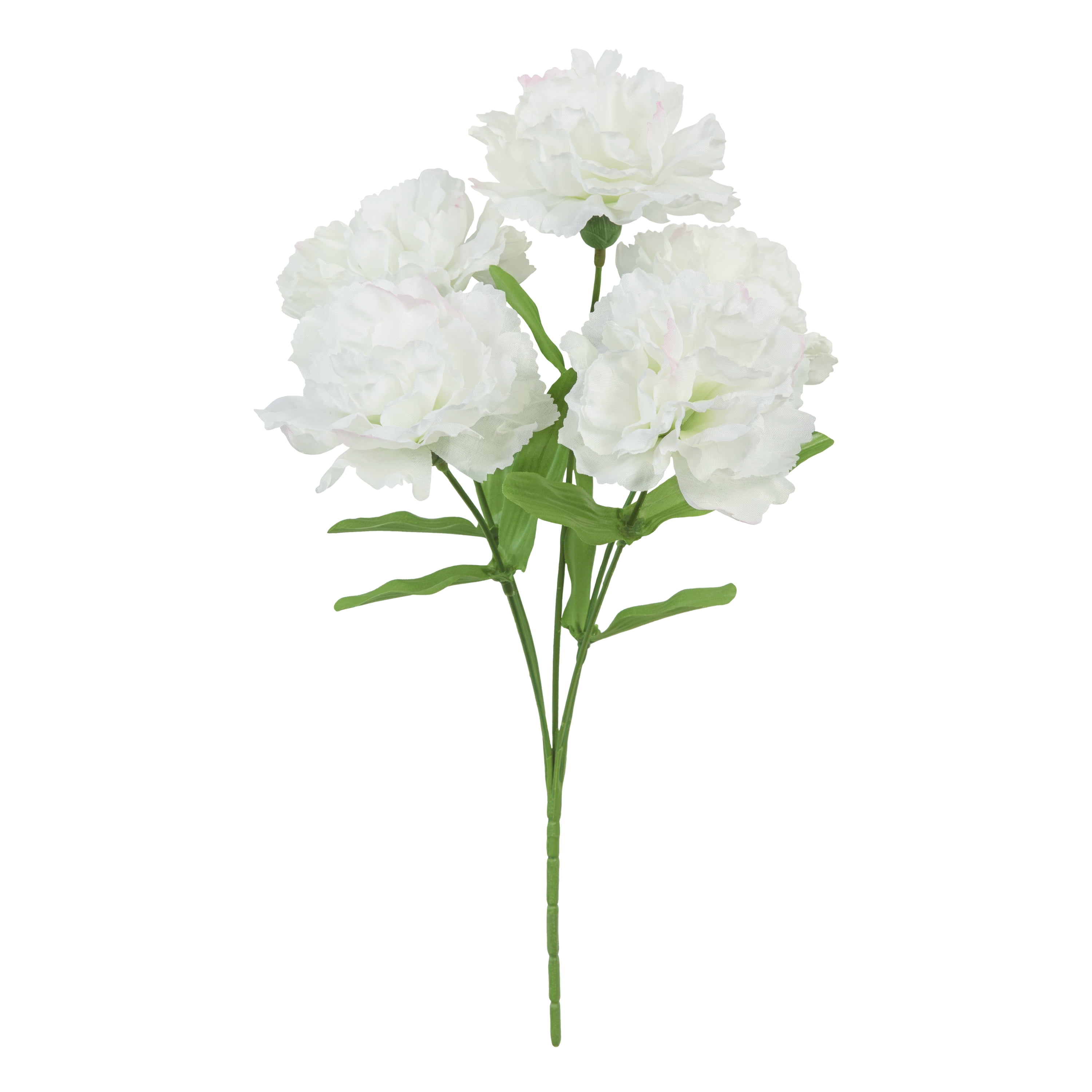 (4 pack) 13-inch Artificial Silk White 5 Heads Carnation Flowers Pick, for Indoor Use, by Mainstays