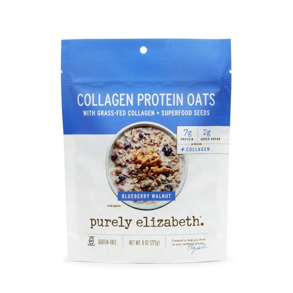 Purely Elizabeth Collagen Oat Pouch, Blueberry Walnut, Gluten Free, 8 oz