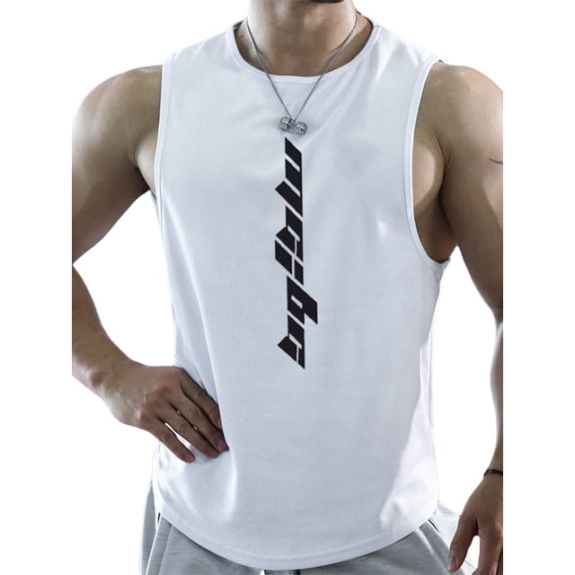Sunloudy Chaleco deportivo de verano para hombre, camiseta sin mangas de secado rápido con cuello redondo y estampado de letras para hombres, M/L/XL/XXL/XXXL Sunloudy moda