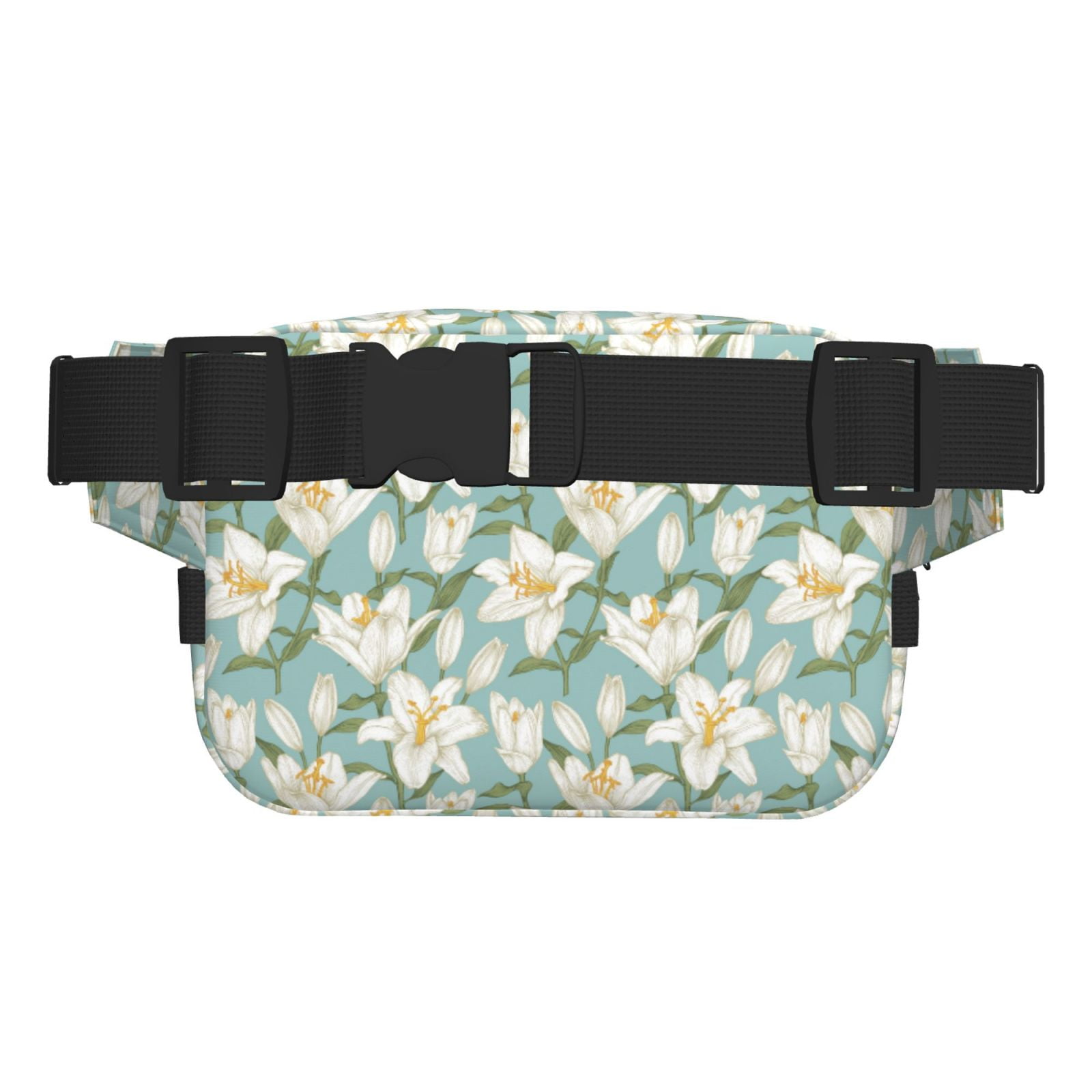 Picia Lilies Flowers Print Square Double-Layer Waist Bag Mini Adjustable Waist Belt Bag Exercise Running Travel Hiking