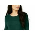 thumbnail image 2 of ALFANI Womens Green Color Block Long Sleeve Jewel Neck Sweater XS, 2 of 3