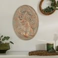 thumbnail image 3 of Sungmor Vintage Cast Iron Wall Art Decor, Oval-shaped Ornate Classical Woman Relief Plaque, Decorative Wall Ornament Antique Sculpture for Home or Garden, Rustic Copper Finish, 3 of 8