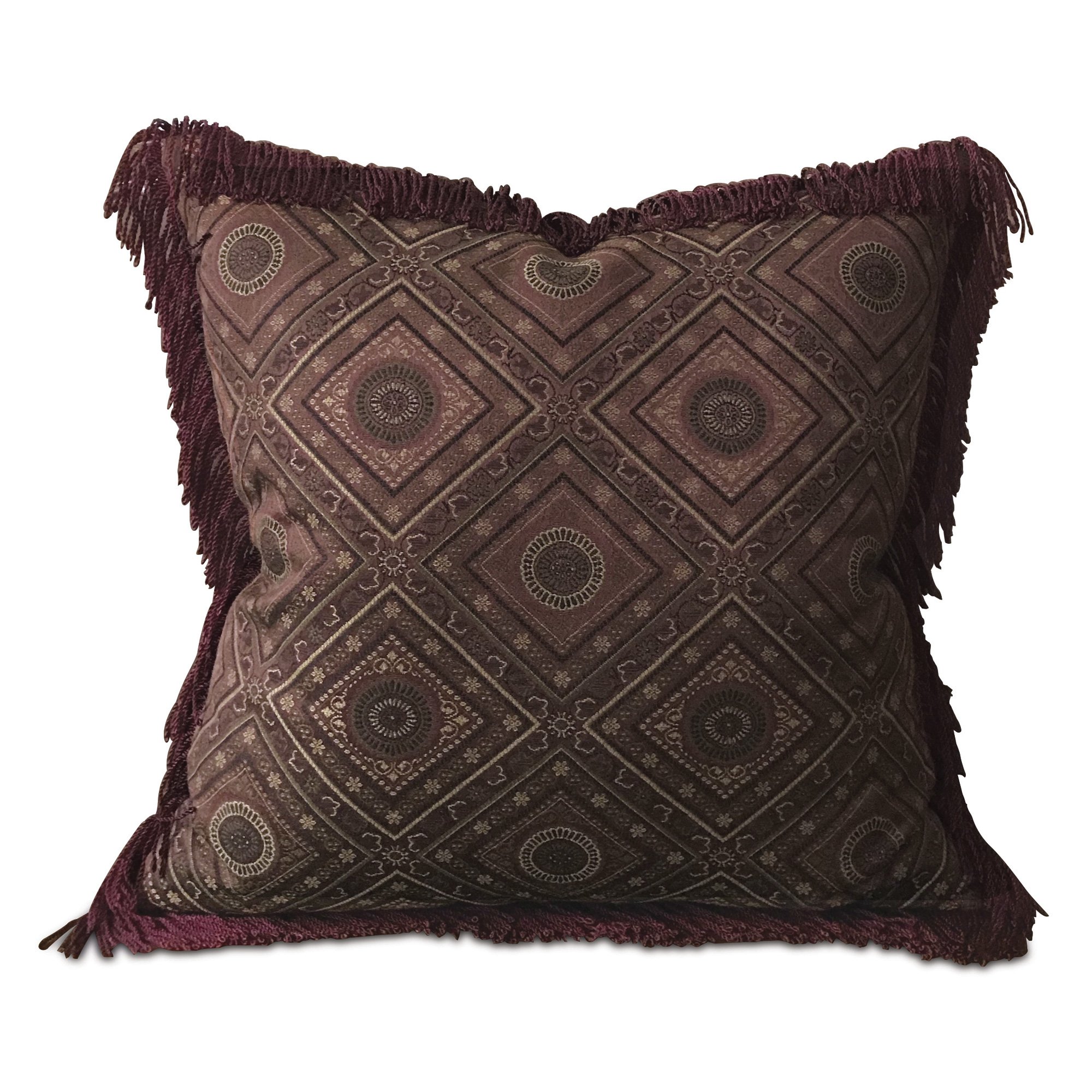 Burgundy and Gold Ethnic Throw Pillow Cover 20"x20"