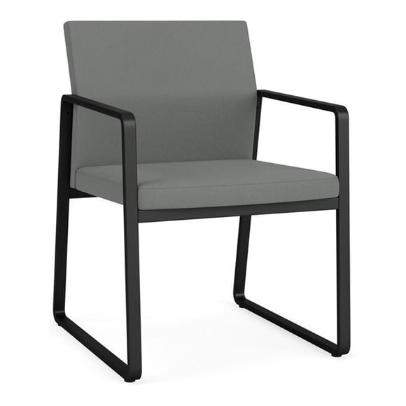 Fauteuil d'Invité pour Réception Salle d'Attente Soins de Santé / Acier Noir / Gris Pâle