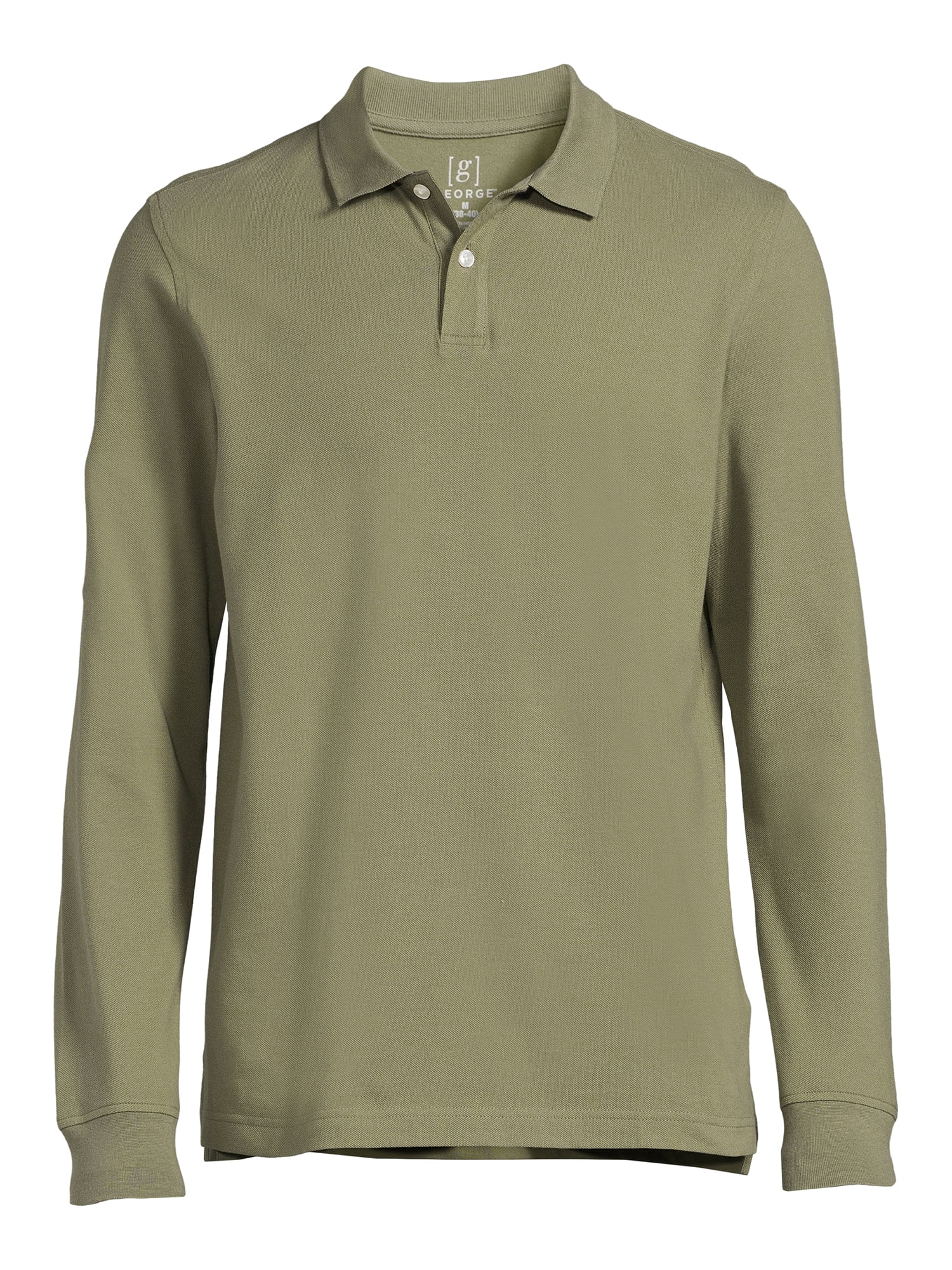 George Men's Pique Polo Shirt with Long Sleeves, Sizes S-3XL