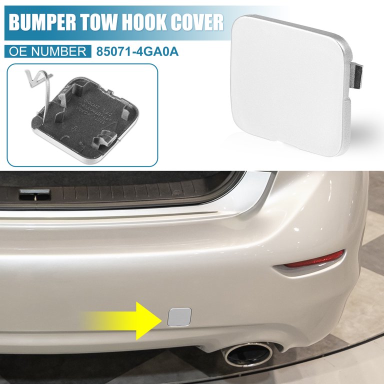 Unique Bargains Car Rear Bumper Tow Hook Cover 85071-4GA0A for Infiniti Q50 2014-2018 Tow Hook Eye Hole Cover Trailer Cap Silver Tone, Size: 1.85