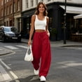 thumbnail image 6 of Maplenight Wide Leg Sweatpants for Women Drawstring Elastic Waist Barrel Pants Casual Lounge Athletic Wear Trousers, 6 of 8