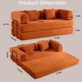 thumbnail image 3 of Sofa cama convertible con almohada cilíndrica, sofá de colchón plegable de corduro con marco de forma fija, sofá de pie para salón y dormitorio (naranja), 3 of 5