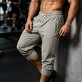 thumbnail image 5 of Timoontee Men White Drawstring Elastic High Waist Cuffed Ankle Knee Length Capri Quick Dry Jogger Pants Deep Side Slip Pockets Lightweight Sports Casual Sightseeing Trousers XXL, 5 of 9