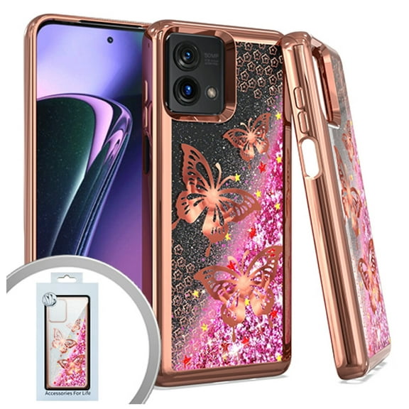For Motorola Moto G STYLUS 5G 2023 Liquid Glitter Cover Case - Butterfly