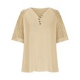 thumbnail image 4 of Tamaño Más Manga Corta Tops para Mujeres Verano Color Sólido Puff Manga Corta Suelta Moda Cuello Redondo Top, 4 of 6