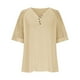 thumbnail image 4 of Tamaño Más Manga Corta Tops para Mujeres Verano Color Sólido Puff Manga Corta Suelta Moda Cuello Redondo Top, 4 of 6