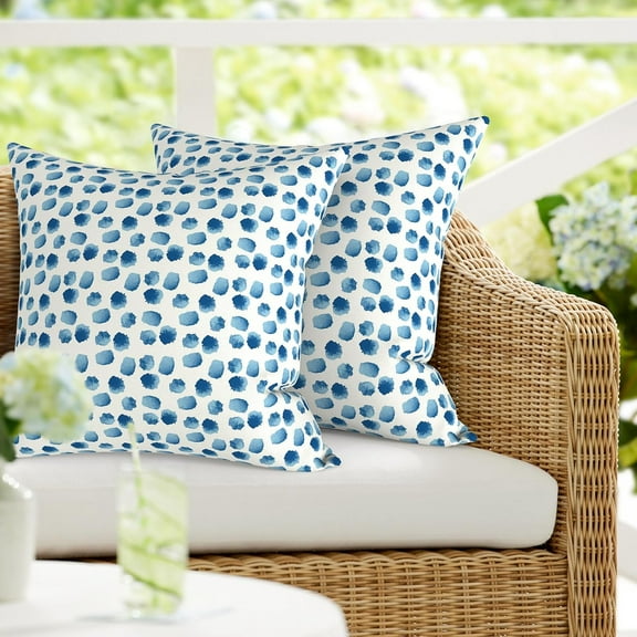 Ryan; Pack of 2 Patio Pillow , Square Outdoor Decorative Throw Pillow for Home,Sofa,Bench and Patio Furniture (18 x 18 in,Brush Blue)