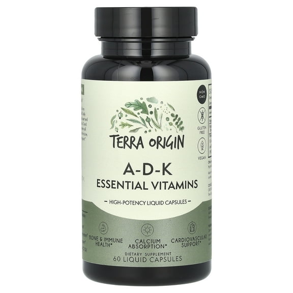 Terra Origin A-D-K Essential Vitamins, 60 Liquid Capsules