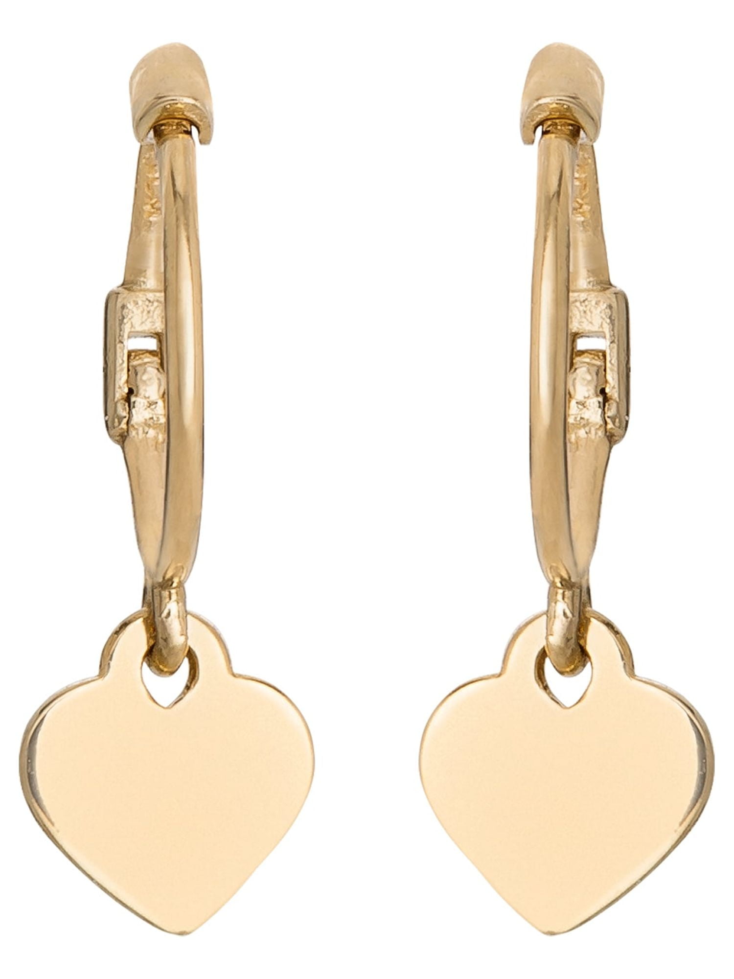 Brilliance Fine Jewelry Girl s 14K Yellow Gold Heart Huggie Hoop Earrings