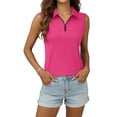 thumbnail image 6 of Craaazy Women's Slim Fit Sleeveless Lapel Collared Tops Half Zip Solid Color Athletic Workout Tank Tops Gift, 6 of 6