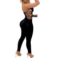 thumbnail image 2 of SAYOO Women Jumpsuits 2022 Summer Strapless Tie-up Hollow Out Bodycon Romper Jumpsuit Solid Color Club Sexy Playsuits Female, 2 of 6