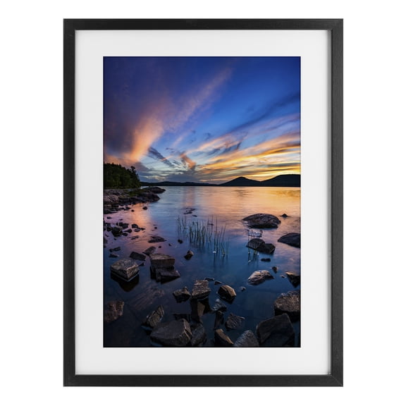 Stupell Industries Coastal Sunrise on Piseco Lake Black Framed Print Under Glass, 14 x 20, by Jonathan Zaharek