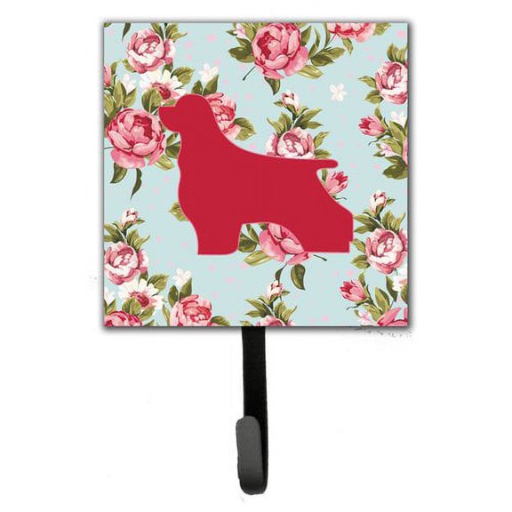 Caroline's Treasures BB1075-RS-BU-SH4 Cocker Spaniel Shabby Chic Blue Roses Leash or Key Holder, Blue, Single Hook, multicolor
