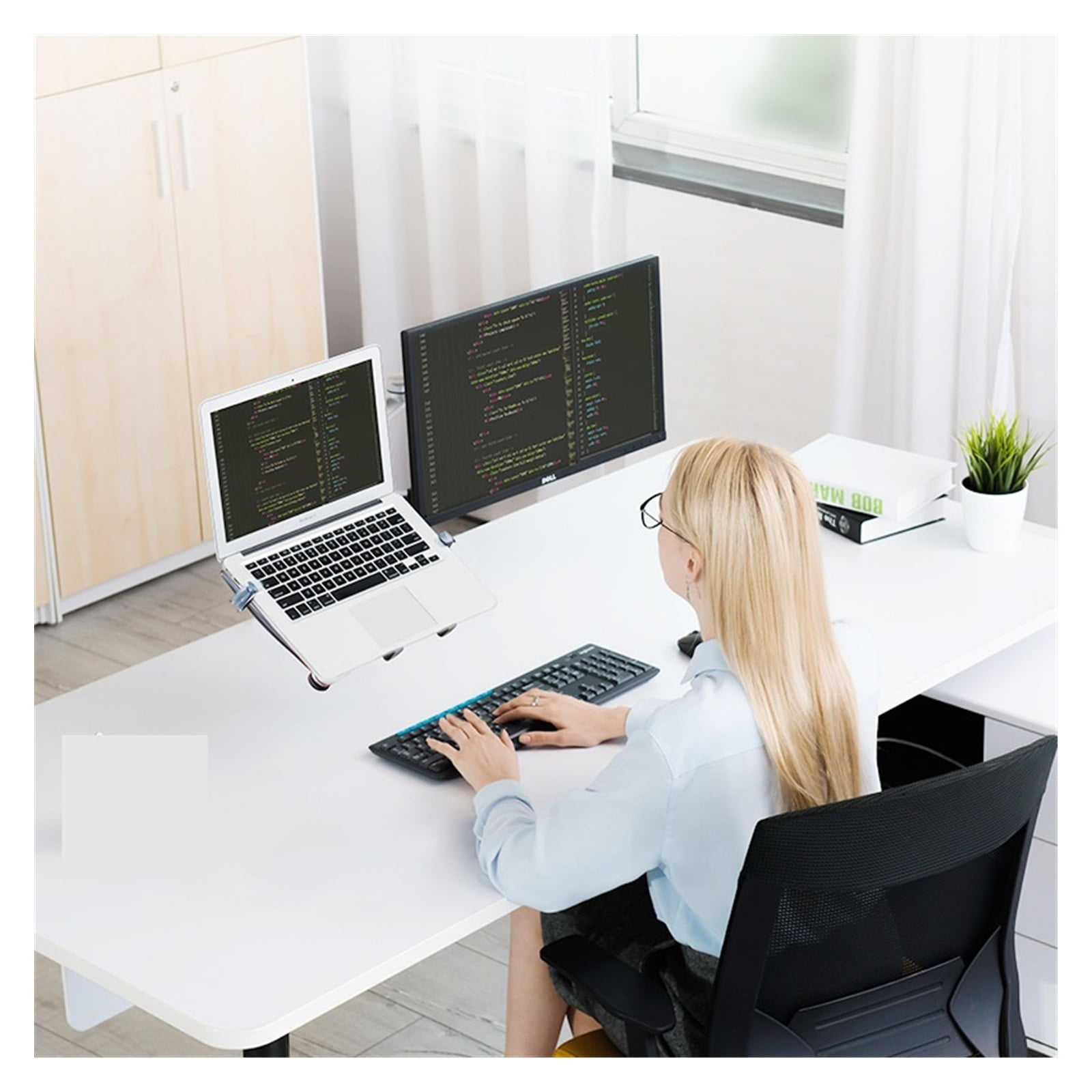 Aluminum Alloy Display Stand Laptop Monitor Stand Dual Arm Monitor Desktop Bracket ,Flexible and Strong Support