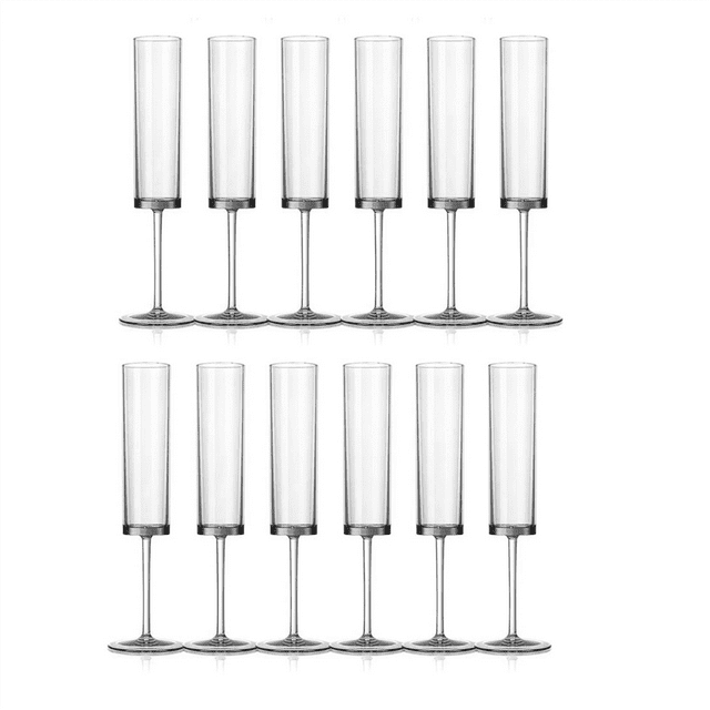Flûtes à Champagne 6 OZ Verres à Champagne Carrés Verres à Pied Réutilisables pour Mariage et Grillage Lot de 12 Transparents