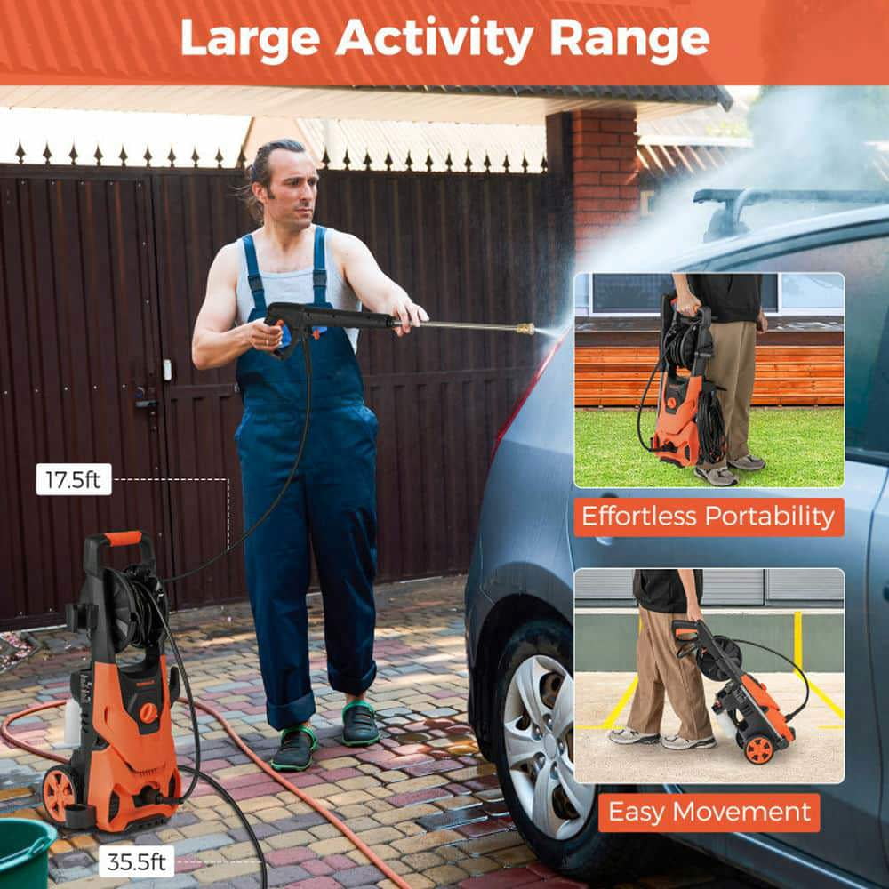 Spaco 2150 PSI 1.2GPM Electric Pressure Washer, Pressure Washer with 4 Quick Connect Nozzles and Foam Cannon, Orange