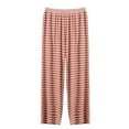 thumbnail image 3 of Nfurl Women's Modal Pjs Bottoms Soft Striped Graphic Elastic Waist Pajama Pants Fall Winter Lounge Bottom Comfy Wide Leg Trousers Pink XXL, 3 of 4