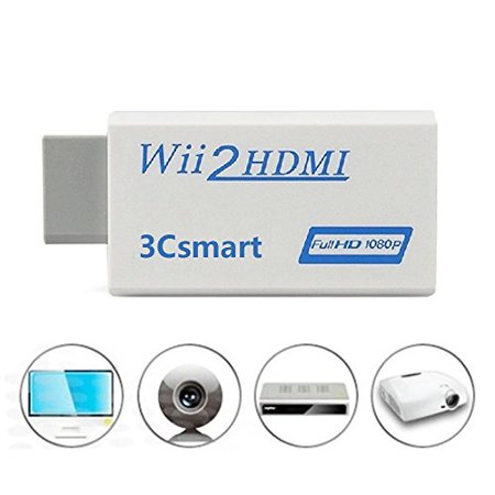 wii to hdmi converter output video audio adapter, 3csmart 720p / 1080p hd audio video output supports all wii display modes, best compatibility and (Best Mhl To Hdmi Adapter)