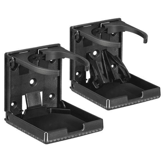 GQCLNBH Wall Mount Folding Cup Holder, 2 Pack Adjustable Foldable Drink Holder for Boat Car RV Truck, Fits Cups Bottles up to 3.94 In, Black