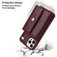 thumbnail image 3 of Compatible with iPhone 12/12 Pro, Multifunctional Wallet Case with Credit Card Holder Shoulder Strap PU Leather Pocket Holder Magnetic Snap Flip Phone Cover for iPhone 12/12 Pro, Winered, 3 of 9
