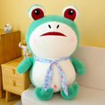 thumbnail image 2 of Muñeca de peluche divertida con forma de rana meme con ojos grandes y bufanda azul de 50 cm, 2 of 2