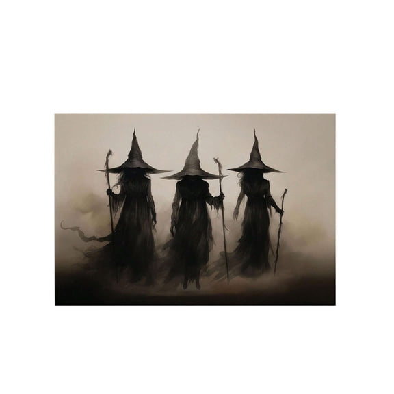 Spooky Witch Halloween Doormat 12x18 Inch, Non- Welcome Mat with Three Witches, Soft Velvet Entrance Rug for Front Porch Entryway Home Decor