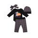 thumbnail image 1 of Conjunto de 4 piezas para bebé para Halloween: pelele con estampado de calabaza y red, pantalones largos, diadema con lazo y gorro., 1 of 9