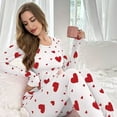 thumbnail image 3 of Women's Pajamas Set 2 Piece Heart Printed Lounge Set Long Sleeve Sleepwear Loungewear Outfits Matching Clothes, 3 of 7