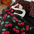 thumbnail image 4 of Manfei Red Cherry 7pcs Bedding Comforter Set,Kawaii Fruit Queen Bedding Sets Super Cozy,Cute Food Queen Sheet Sets,Microfiber Cartoon Bedroom Decoration,Reversible, 4 of 6