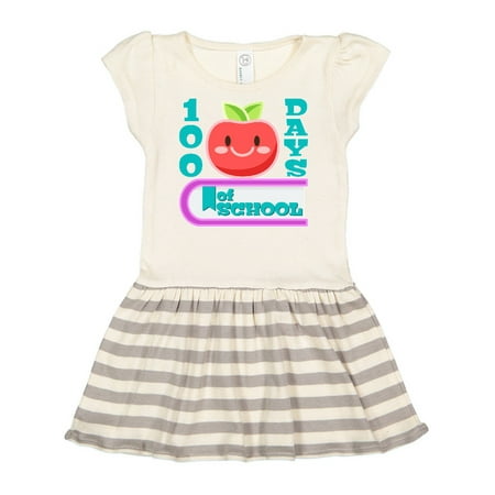 

Inktastic 100 Days of School happy apple on book Gift Toddler Girl Dress