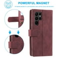 thumbnail image 5 of Dteck Wallet Case for Samsung Galaxy S23 Ultra,Magnetic Handbag Zipper Pocket PU Leather Cover Flip with 9 Card Slots and Wrist Strap Folio TPU Inner Stand Case,Winered, 5 of 8