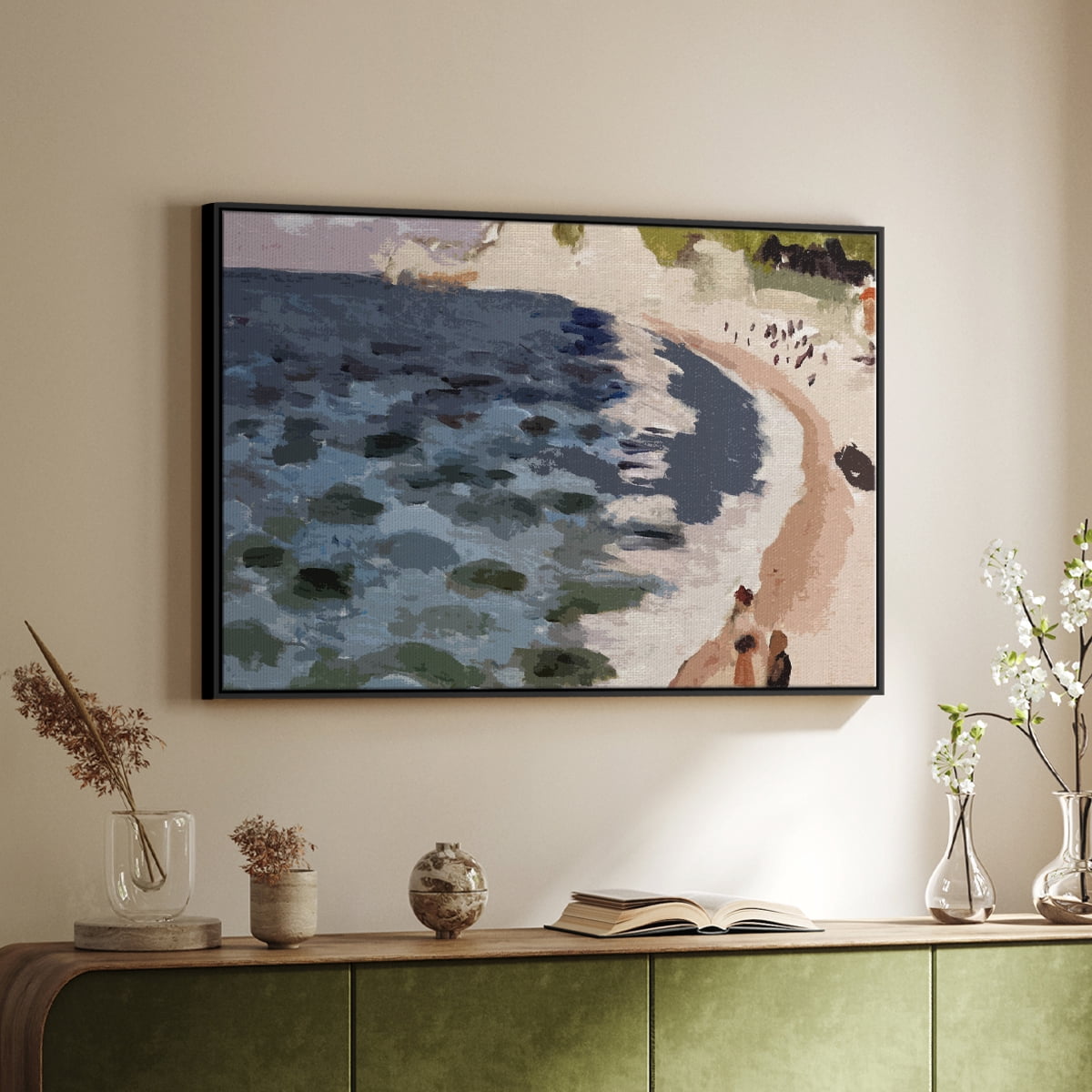 Vintage Landscape-CXXXII By Wexford Home Framed in Black Wood Gallery Wrapped Canvas 25 in. x 37 in.