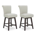 thumbnail image 5 of CHITA 26 in Upholstered Swivel Counter Bar Stools with Back&Wood Legs Set of 2, Faux Leather in Creamy Gray, 5 of 11
