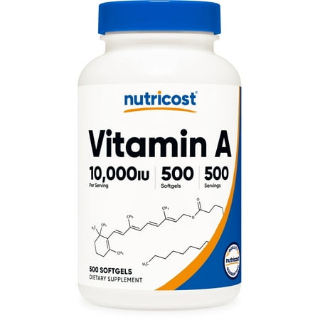 Nutricost Vitamin A 10,000 IU, 500 SoftGels Supplement