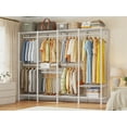 thumbnail image 4 of Enhomee 76"W Heavy Duty Clothes Rack,Metal Garment Rack for Hanging Clothes,Load Capacity 990lbs,Freestanding Portable Closet Rack,White, 4 of 10