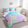 thumbnail image 3 of Castle Fairy Cheetah Leopard Print Twin Bedding Sets 7-Piece for Girls Female Women,Abstract Gradient Glitter Bedding Comforter Set Microfiber,Dreamy Princess Breathable Sheet Sets, 3 of 8