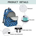 thumbnail image 4 of Blue and Black Wavy Checkered Pattern Backpack for School, Cute School Bag with Adjustable Shoulder Straps and Padded Back, 13.4"x11"x4.7", 4 of 5