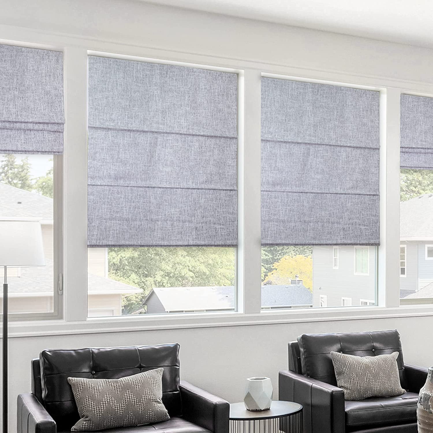Chicology Cordless Roman Shade, Blackout, Lexington Gainsboro, 29"W X 72"H
