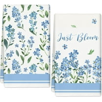 Floral Kitchen Towels Blue White Flower Dish Towels 18 x 26 Inch Forget-Me-Not Myosotis Sylvatica Seasonal Hand Drying Tea Towel for Spring Weing Anniversary Cooking Baking, Set of 2