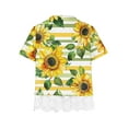 thumbnail image 4 of AJTQTH Tees for Girls Crewneck Short-Sleeved Tops Stylish Cute Floral Printed Tshirts Lace Patchwork Outfits for Summer Casual School Holiday Yellow 7 Years, 4 of 4