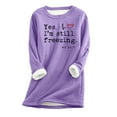 thumbnail image 2 of Sakmal Long Sleeve Ladies Tops Under $5 Crew Neck Quotes Fleece Tunic Ladies Shirts and Tops, 2 of 5